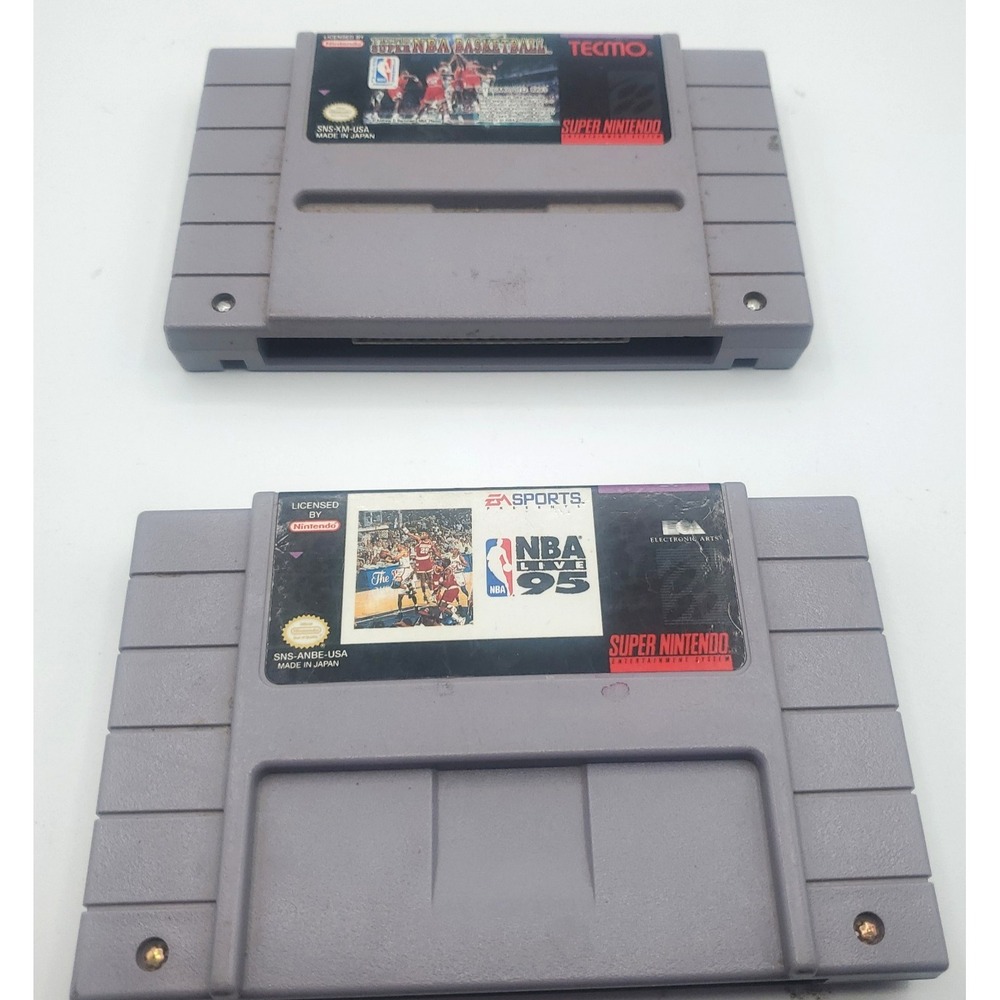 Lot of 2 NBA Live & Super Nintendo Games 1995 & 1996 SNS Basketball Games VTG